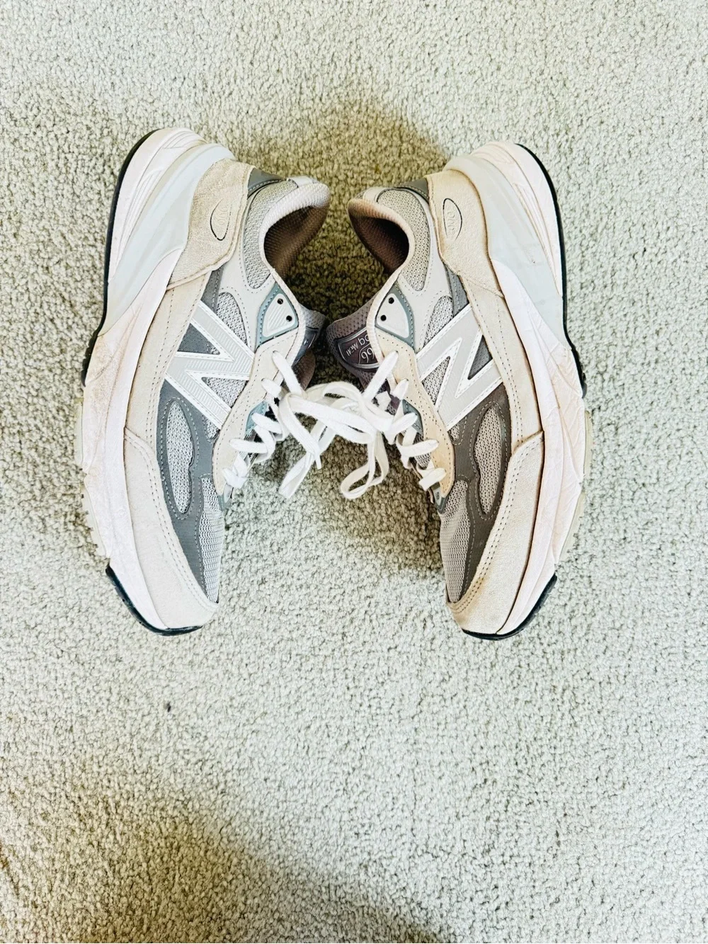 New Balance Women's Gray and Cream Mesh Sneakers